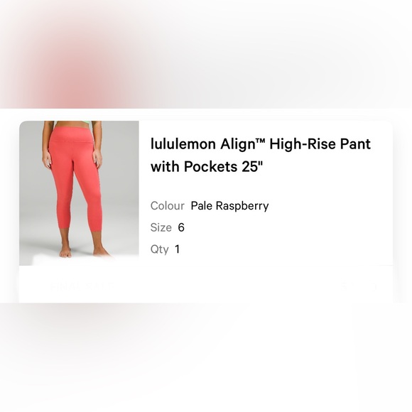 Lululemon ALIGN PANT with Pockets 25 inches- Size 6 - Picture 6 of 6